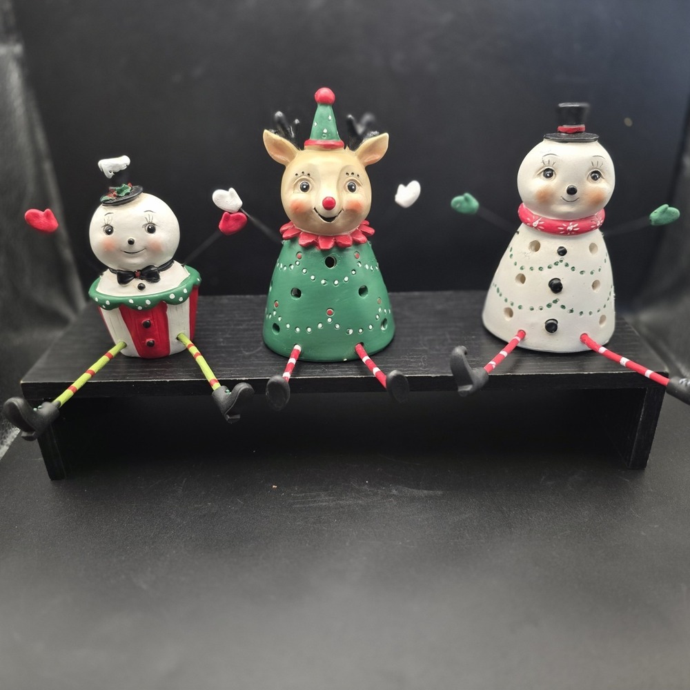 Johanna Parker Santa Reindeer Snowman‎ Light-Up Shelf Sitters  Christmas